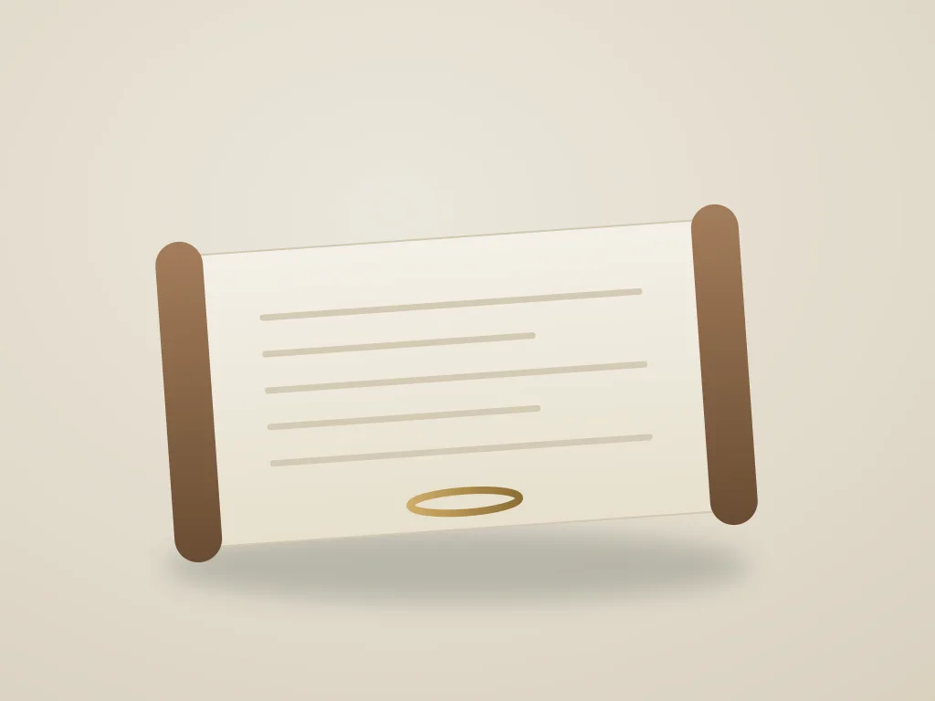 Perkamentrol met houten stokken, symbool voor een lange historie in obligaties
